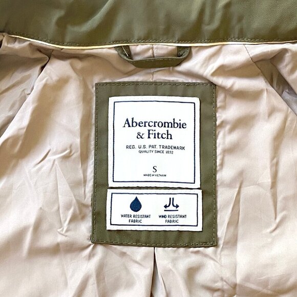 Abercrombie & Fitch Womens Jacket Size S Hood Zip Up Water Wind Resistant Olive - Picture 9 of 16